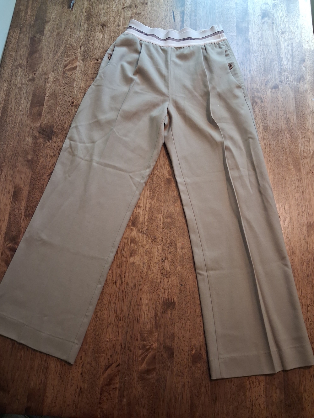 Helmut Lang Virgin Wool Blend Elastic Waist Pull On Khaki Pants 00